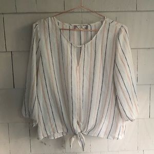 Pink Rose Top with Tie Detailing